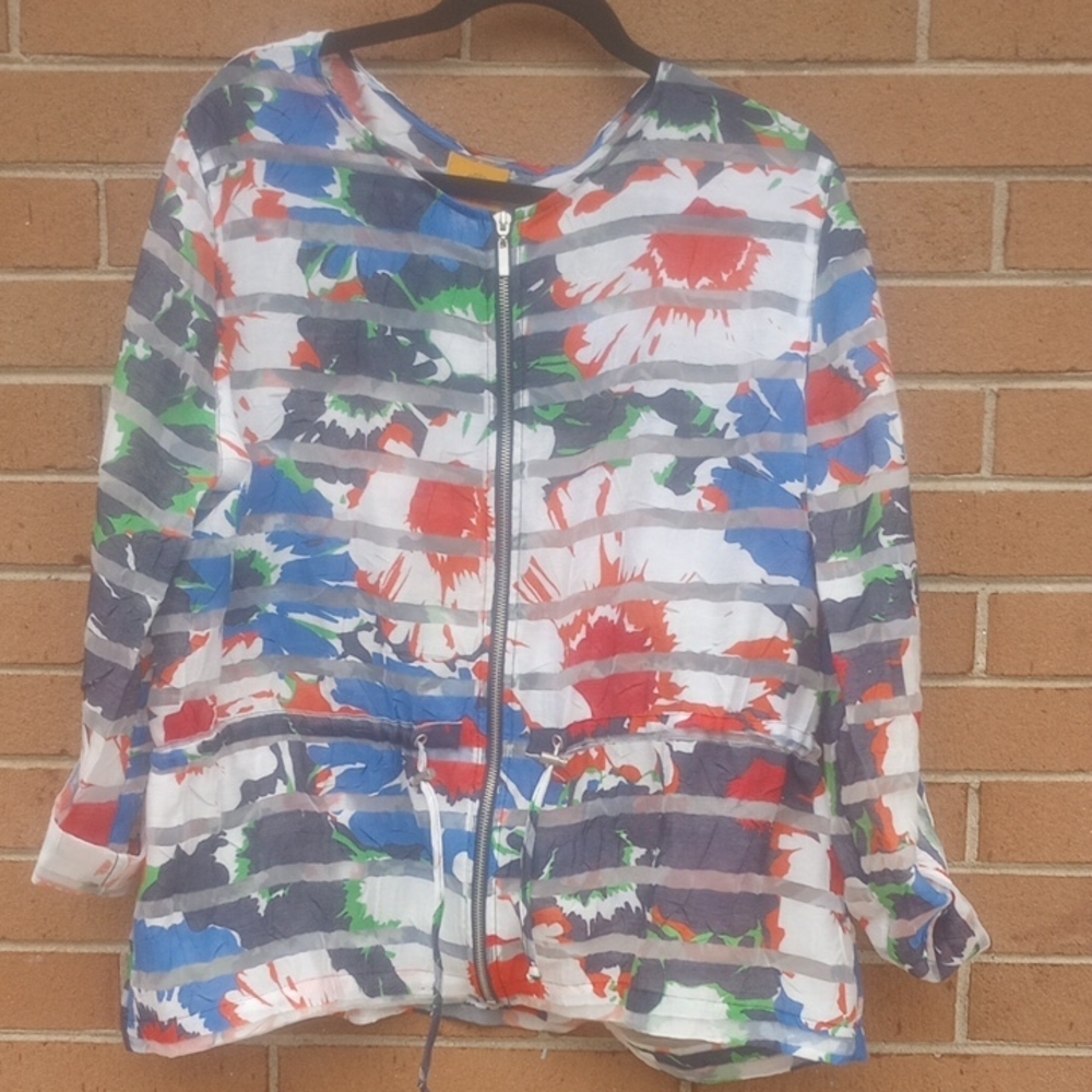 Ruby Rd. Multicolor Striped Bomber Jacket - image 1